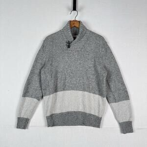 Gap‎ Lambswool Sweater Men's Donegal Eng Stripe Gray Off-white Medium